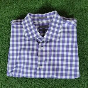 Calibrate Trim Fit Dress Shirt Non-Iron Gingham Check Button Up‎ 17 1/2 34/35